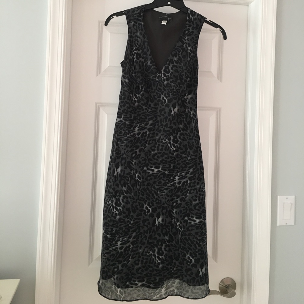 Banana Republic Black and Gray Leopard Print Dress